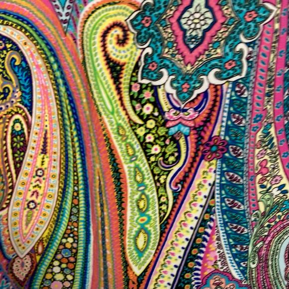 TOMMY HILFIGER Dress Size 2/XS Petite Multicolor Bold Jaipur Paisley Bell Sleeve - Picture 7 of 8